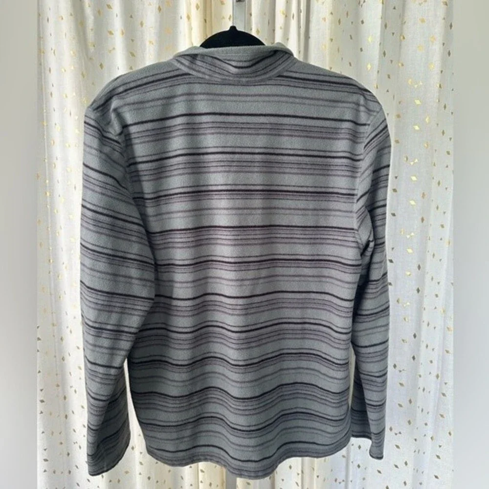 The North Face Men's Half Zip Pullover Fleece Jacket Gray And Purple Stripes L